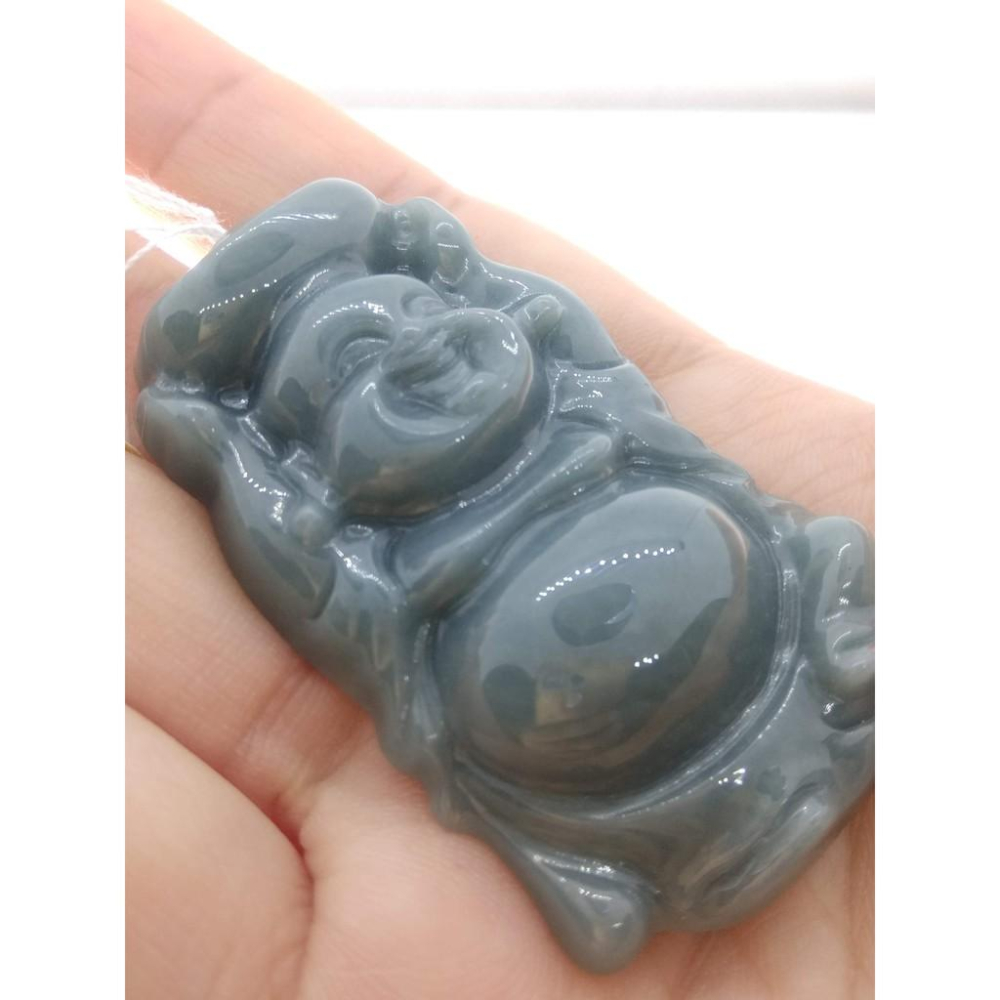 天然玉石緬甸玉硬玉翡翠藍水財神彌勒佛佛公頂天佛吊墬墜子玉墬掛件玉珮項鍊珠寶寶石首飾飾品-細節圖4
