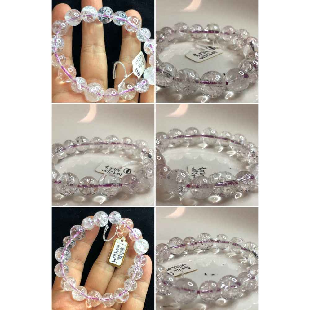 清倉特惠收藏級白水晶七彩爆晶花手鍊手串招財手鏈手珠佛珠珠寶首飾飾品9-12mm兩款任選-細節圖2