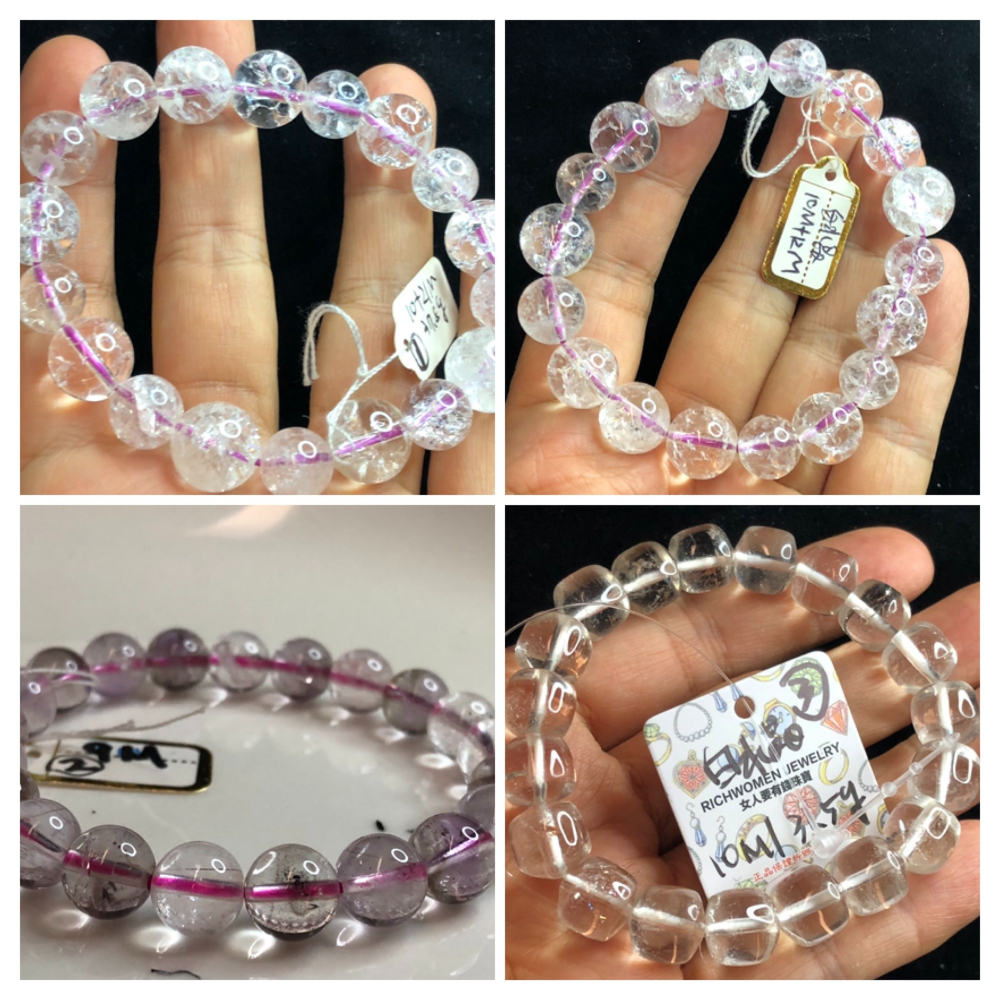 清倉特惠收藏級白水晶七彩爆晶花手鍊手串招財手鏈手珠佛珠珠寶首飾飾品9-12mm兩款任選-細節圖3