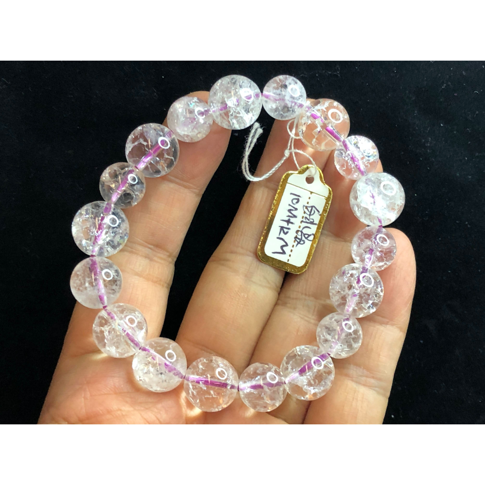 清倉特惠收藏級白水晶七彩爆晶花手鍊手串招財手鏈手珠佛珠珠寶首飾飾品9-12mm兩款任選-細節圖8