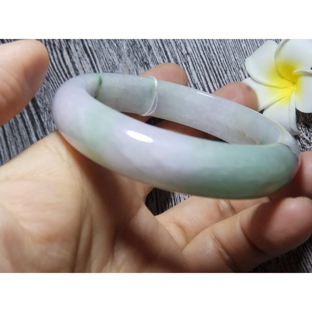 18.08圍天然緬甸玉硬玉翡翠A貨冰糯種冰正陽綠綠春帶彩紫羅蘭手鐲玉鐲鐲子手環平安鐲扁口鐲鐲細膩有種水珠寶玉石首飾飾品-細節圖5