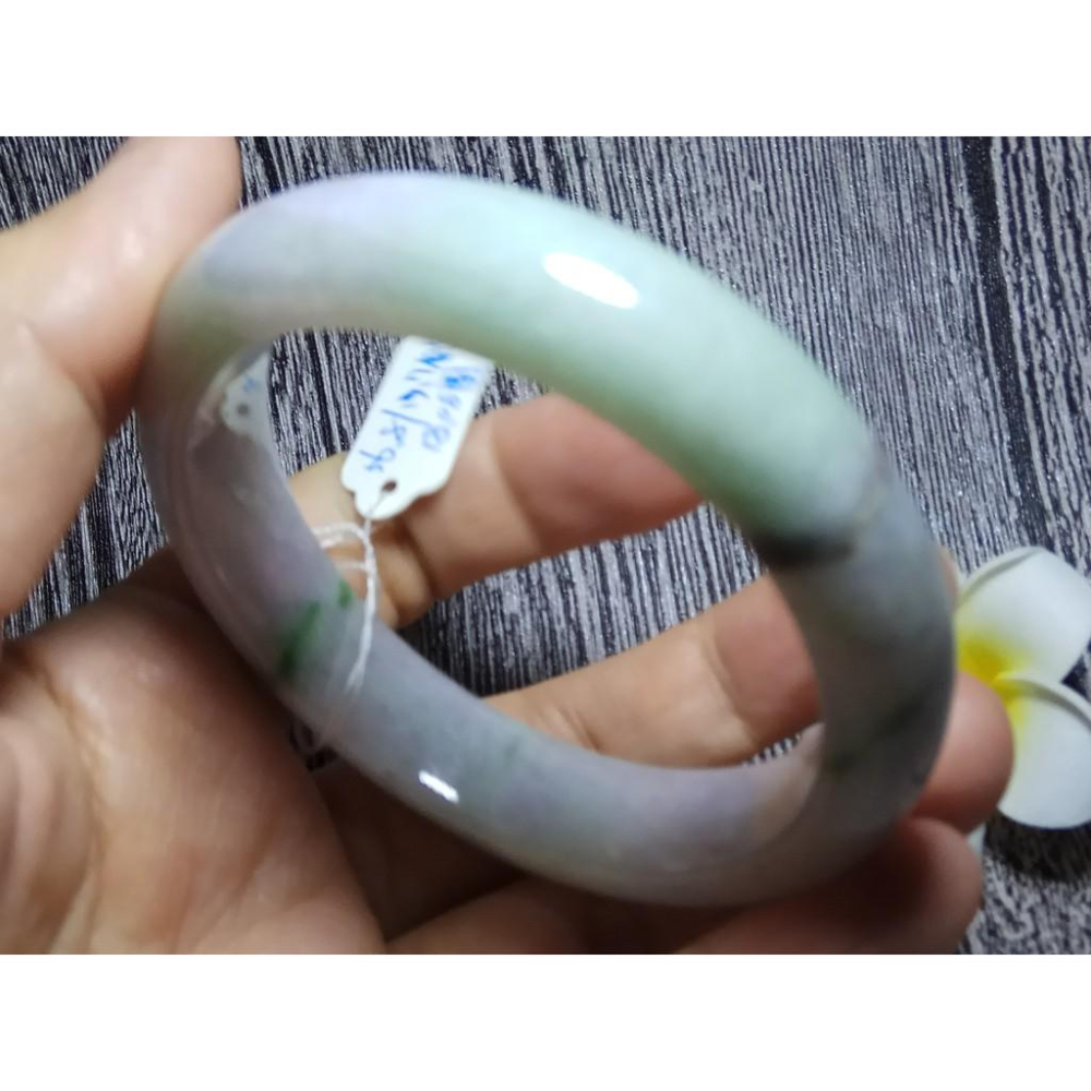 18.08圍天然緬甸玉硬玉翡翠A貨冰糯種冰正陽綠綠春帶彩紫羅蘭手鐲玉鐲鐲子手環平安鐲扁口鐲鐲細膩有種水珠寶玉石首飾飾品-細節圖8