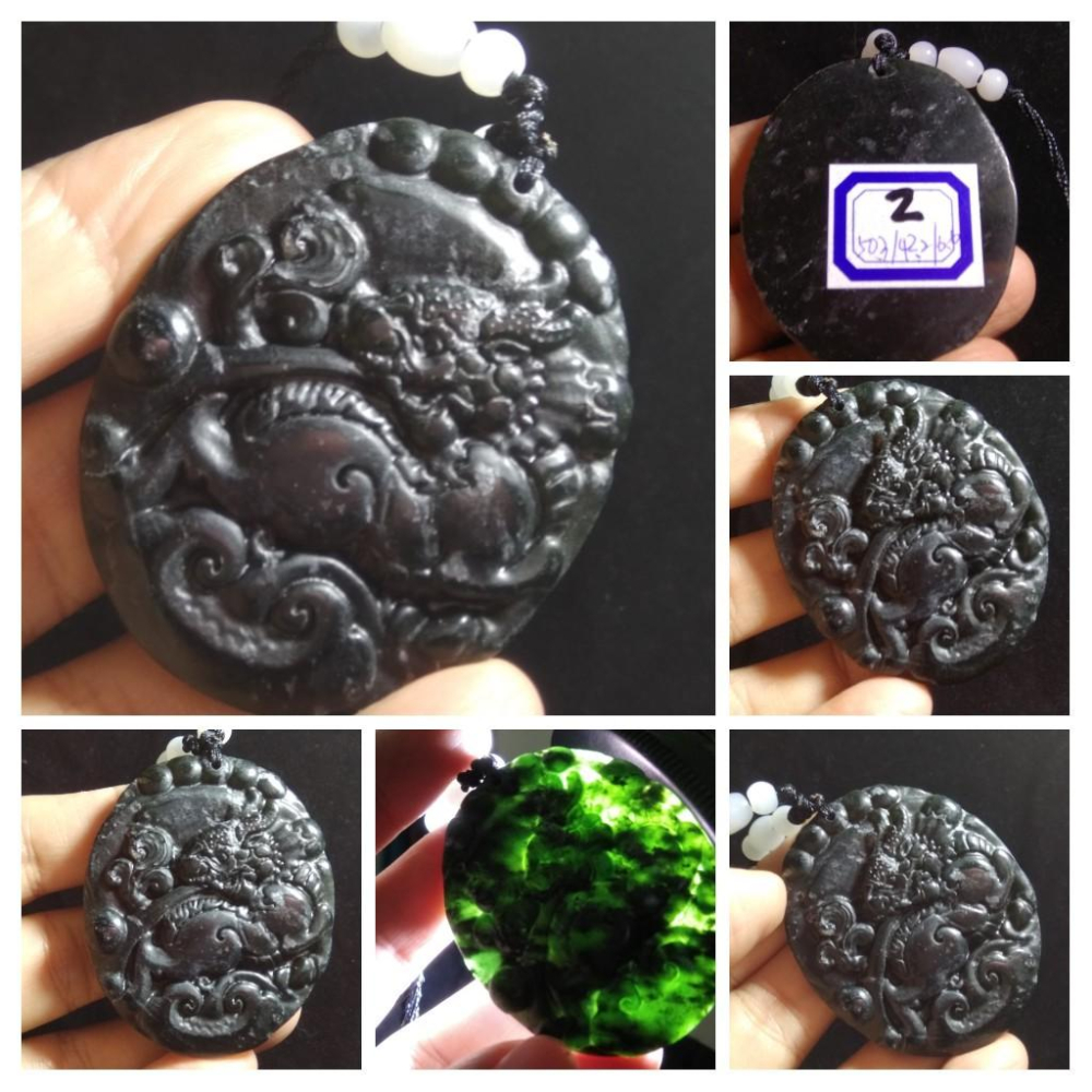 第12組天然玉石台灣墨玉蛇紋石麒麟龍牌吊墬玉珮墬子玉墬掛件珠寶寶石首飾飾品-細節圖2