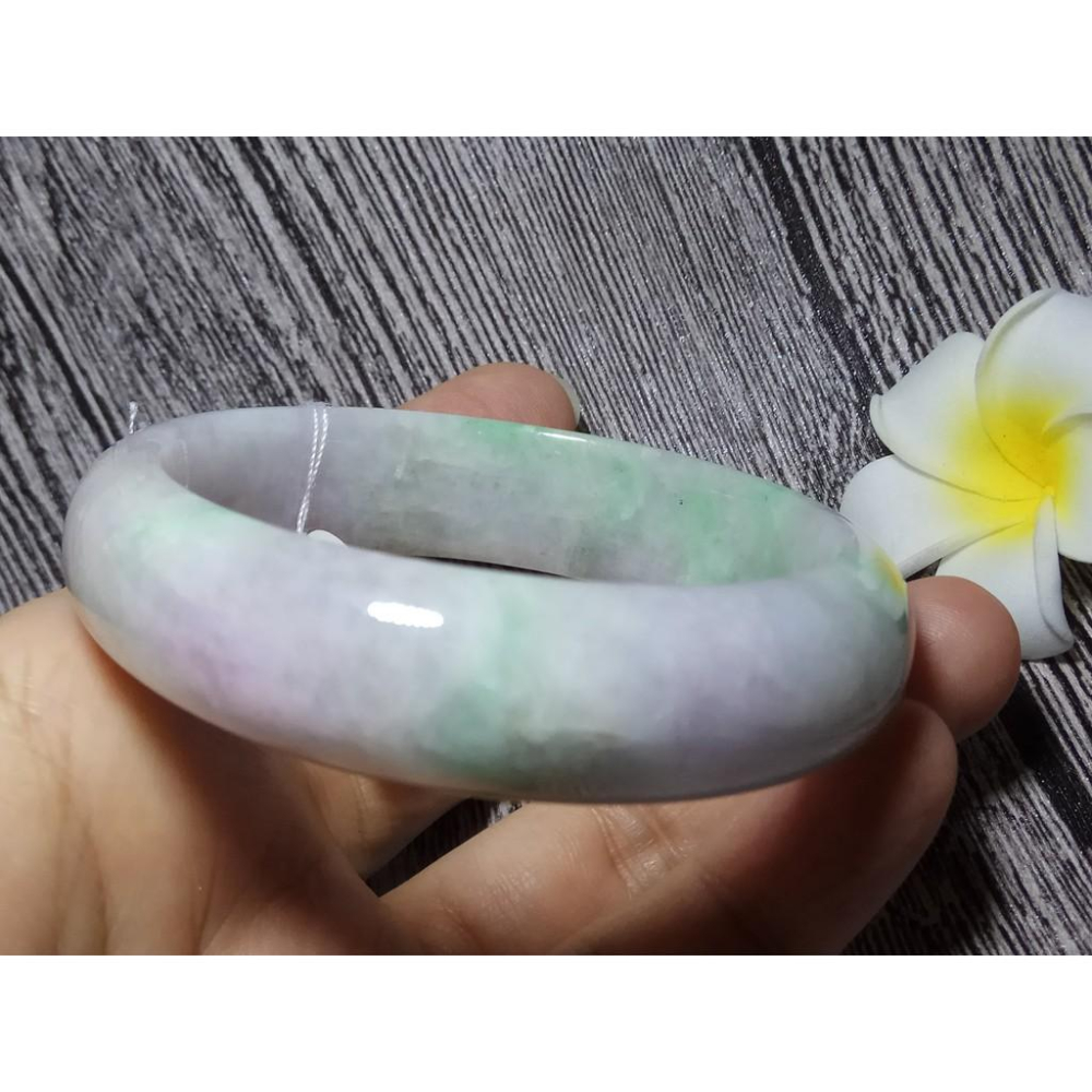 18.18圍天然緬甸玉硬玉翡翠A貨冰糯種冰正陽綠綠春帶彩紫羅蘭手鐲玉鐲鐲子手環平安鐲扁口鐲鐲細膩有種水珠寶玉石首飾飾品-細節圖9