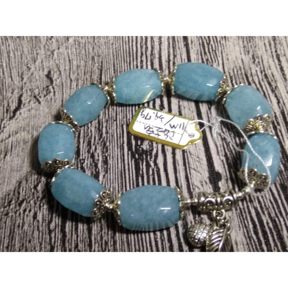 設計款獨一無二天然海藍寶補水寶石海水藍手鍊手串招財手鏈手珠藏銀11mm/39.7g珠寶首飾飾品-細節圖3