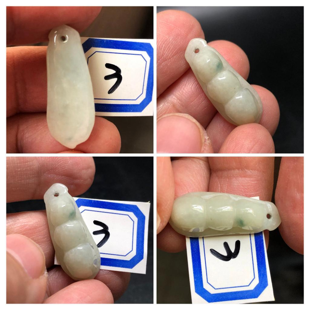 天然四季豆福豆造型豆莢多子多孫翡翠玉石緬甸玉硬玉A貨翡翠精雕吊墬玉珮墬子玉墬掛件-細節圖2