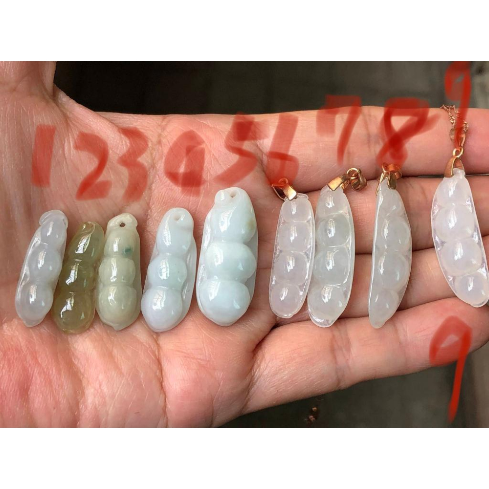 天然四季豆福豆造型豆莢多子多孫翡翠玉石緬甸玉硬玉A貨翡翠精雕吊墬玉珮墬子玉墬掛件-細節圖9