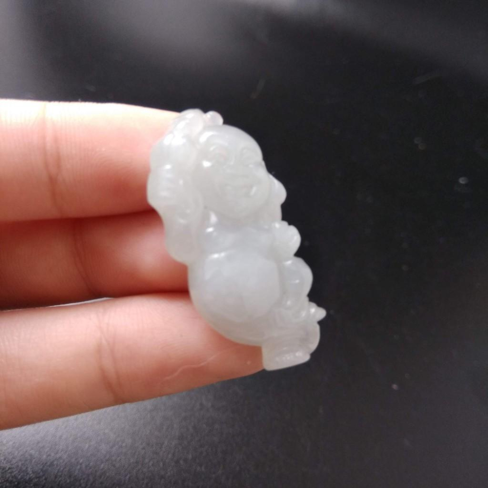 天然玉石緬甸玉硬玉翡翠財神彌勒佛佛公34.2*16.3*5.8mm吊墬墜子玉墬掛件玉珮項鍊珠寶寶石首飾飾品-細節圖3