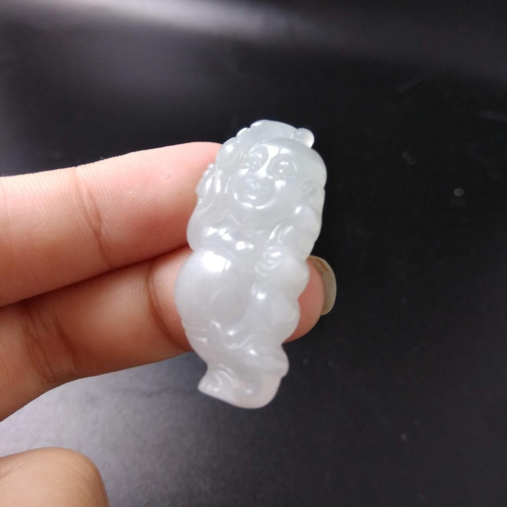 天然玉石緬甸玉硬玉翡翠財神彌勒佛佛公34.2*16.3*5.8mm吊墬墜子玉墬掛件玉珮項鍊珠寶寶石首飾飾品-細節圖4