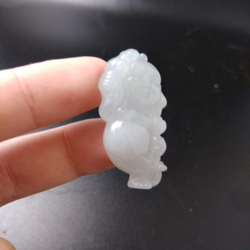 天然玉石緬甸玉硬玉翡翠財神彌勒佛佛公34.2*16.3*5.8mm吊墬墜子玉墬掛件玉珮項鍊珠寶寶石首飾飾品-細節圖6