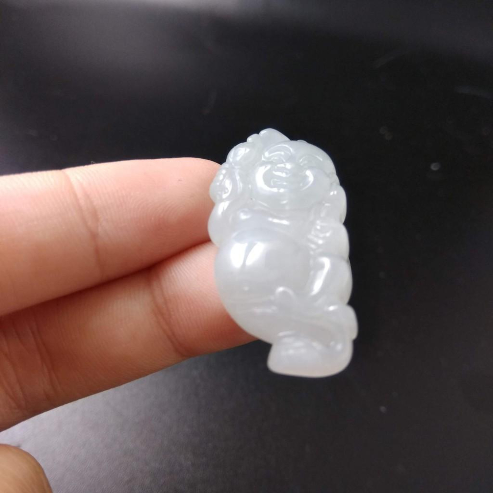 天然玉石緬甸玉硬玉翡翠財神彌勒佛佛公34.2*16.3*5.8mm吊墬墜子玉墬掛件玉珮項鍊珠寶寶石首飾飾品-細節圖8