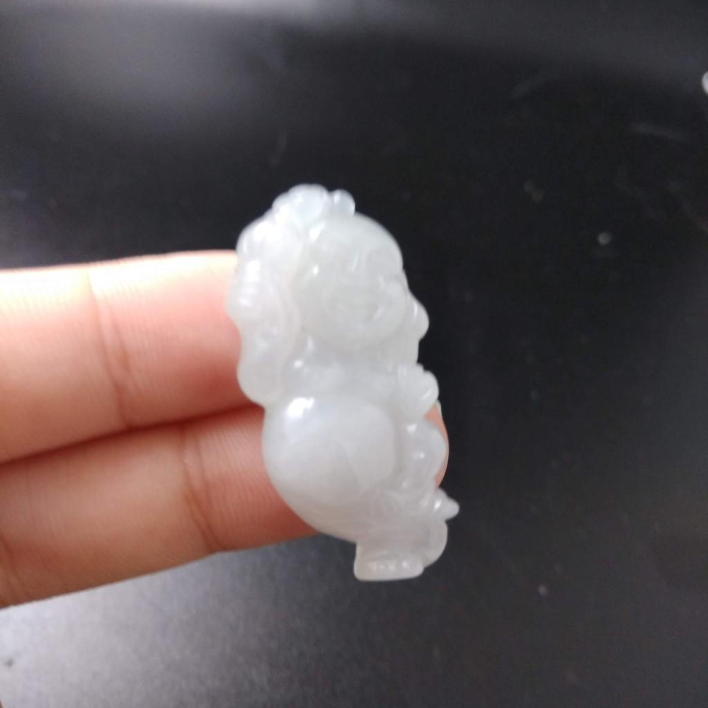 天然玉石緬甸玉硬玉翡翠財神彌勒佛佛公34.2*16.3*5.8mm吊墬墜子玉墬掛件玉珮項鍊珠寶寶石首飾飾品-細節圖9