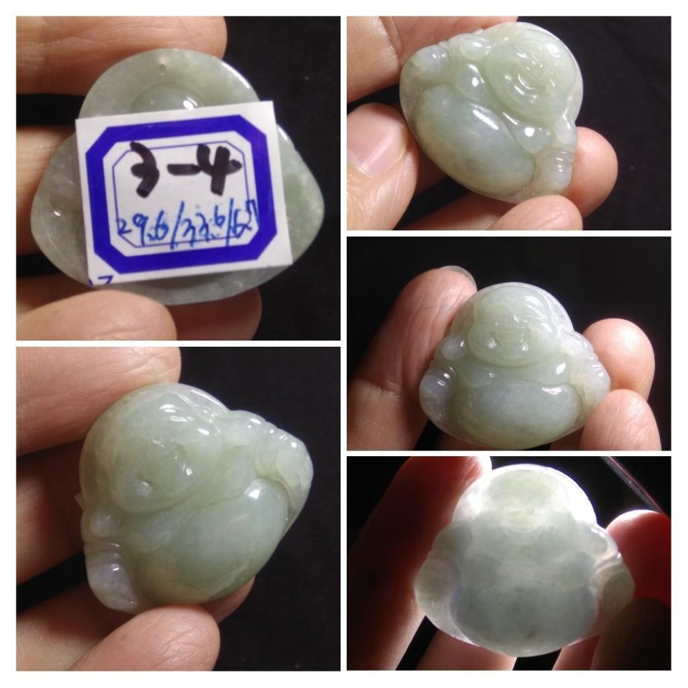 第3組天然A貨緬甸玉翡翠玉石正陽綠紫羅蘭彌勒佛財神爺佛公吊墜掛件墬子項鍊玉珮珠寶首飾寶石飾品-細節圖5