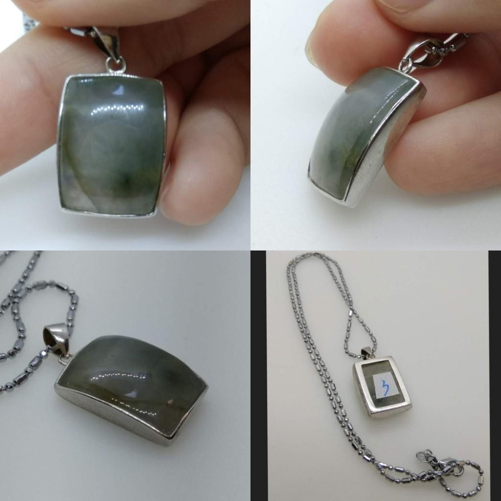 天然緬甸玉翡翠小塊鑲邊吊墜墜子玉墬掛件玉珮項鍊珠寶寶石首飾飾品任選-L-細節圖5