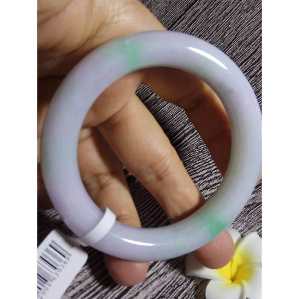 16.8圍天然玉石緬甸玉硬玉翡翠冰種正陽綠透春帶彩紫羅蘭手鐲玉鐲鐲子手環圓骨圓條鐲珠寶玉石首飾飾品精品太漂亮了恕不議價-細節圖4