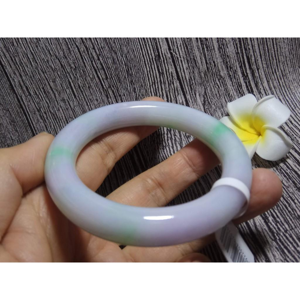 16.8圍天然玉石緬甸玉硬玉翡翠冰種正陽綠透春帶彩紫羅蘭手鐲玉鐲鐲子手環圓骨圓條鐲珠寶玉石首飾飾品精品太漂亮了恕不議價-細節圖5