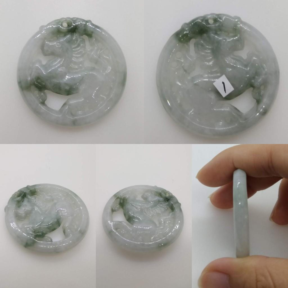 附證書天然緬甸玉A貨飄花翡翠生肖馬圓牌立體鏤空墬子吊墬玉墬掛件項鍊玉石寶石首飾飾品任選-G組-細節圖3