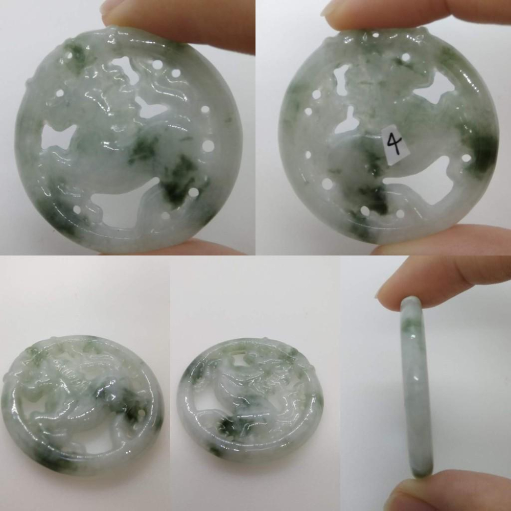 附證書天然緬甸玉A貨飄花翡翠生肖馬圓牌立體鏤空墬子吊墬玉墬掛件項鍊玉石寶石首飾飾品任選-G組-細節圖6