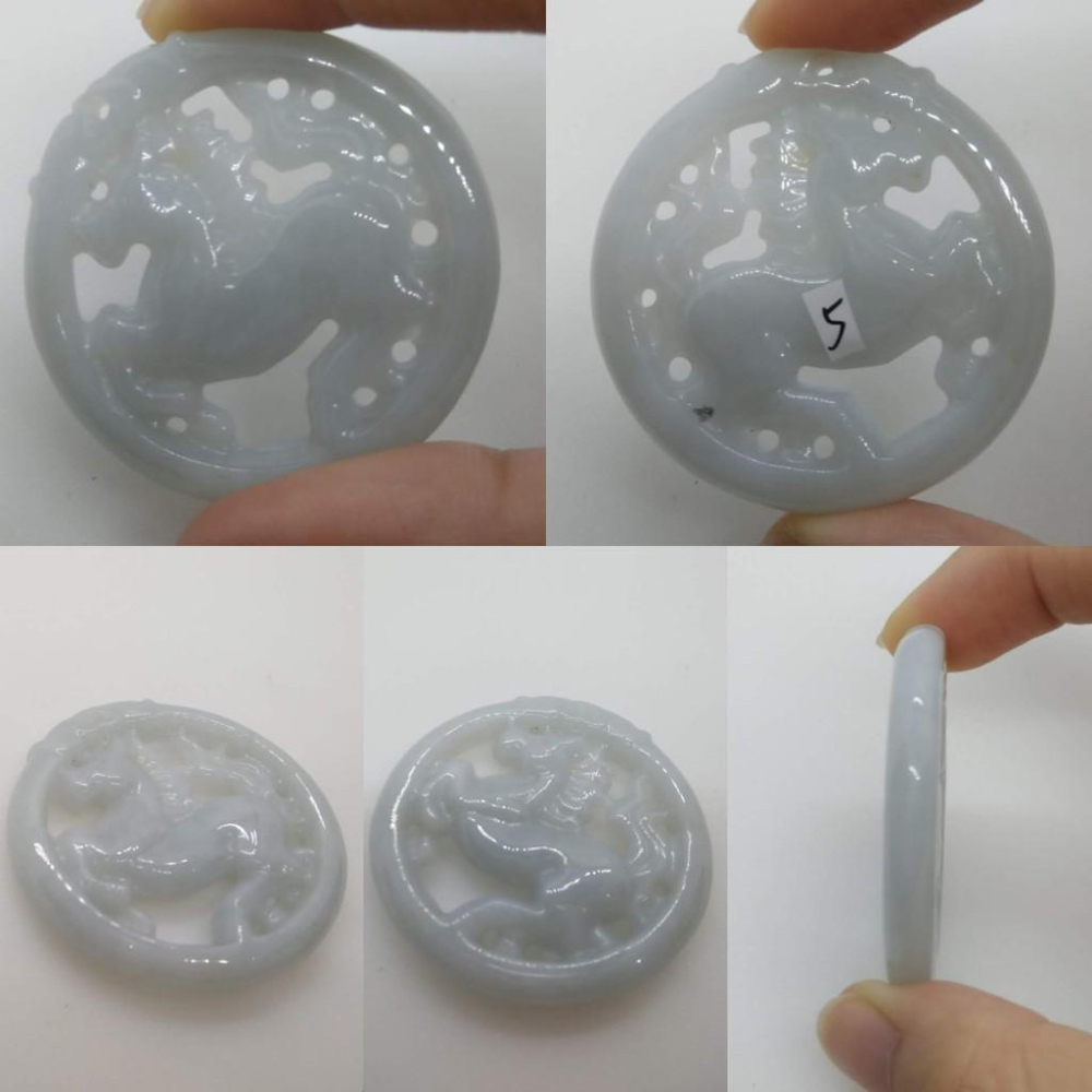 附證書天然緬甸玉A貨飄花翡翠生肖馬圓牌立體鏤空墬子吊墬玉墬掛件項鍊玉石寶石首飾飾品任選-G組-細節圖7