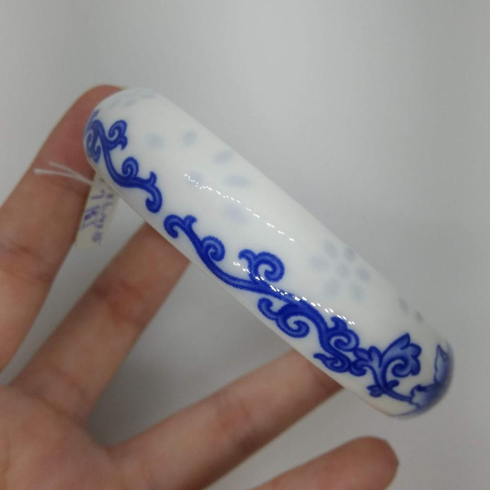 20.7圍超美青花瓷手鐲玉鐲鐲子手環平安鐲扁口鐲珠寶玉石首飾飾品-細節圖2