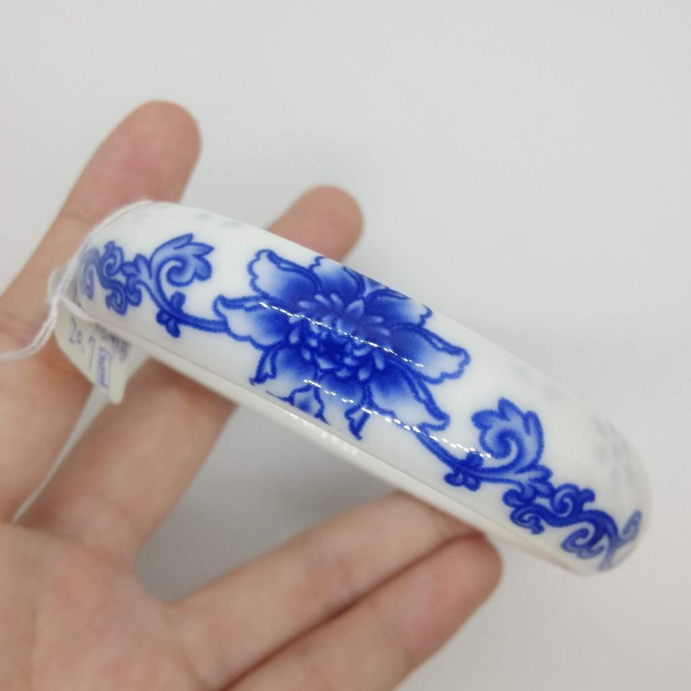 20.7圍超美青花瓷手鐲玉鐲鐲子手環平安鐲扁口鐲珠寶玉石首飾飾品-細節圖3