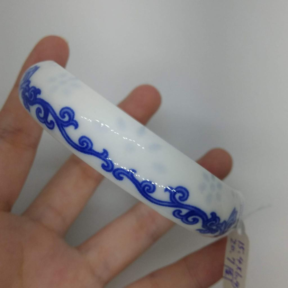 20.7圍超美青花瓷手鐲玉鐲鐲子手環平安鐲扁口鐲珠寶玉石首飾飾品-細節圖4