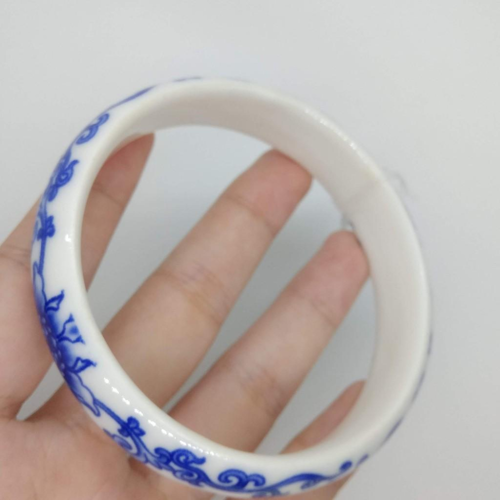 20.7圍超美青花瓷手鐲玉鐲鐲子手環平安鐲扁口鐲珠寶玉石首飾飾品-細節圖5