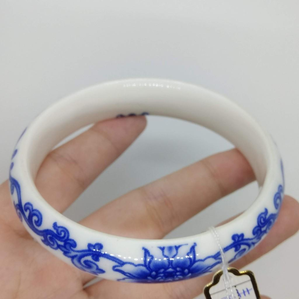 20.7圍超美青花瓷手鐲玉鐲鐲子手環平安鐲扁口鐲珠寶玉石首飾飾品-細節圖6