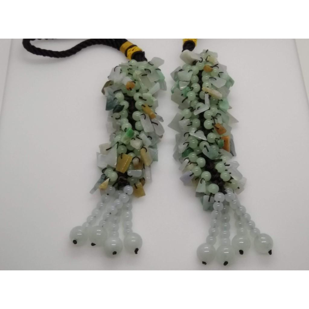 天然玉石A貨緬甸玉三彩碎碎平安汽車掛件翡翠玉石保平安符車載吊墜男女吊飾裝飾品檔位珠擺件掛飾-細節圖2