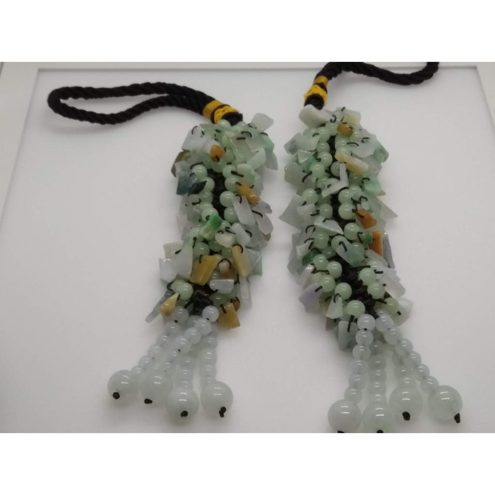 天然玉石A貨緬甸玉三彩碎碎平安汽車掛件翡翠玉石保平安符車載吊墜男女吊飾裝飾品檔位珠擺件掛飾-細節圖4