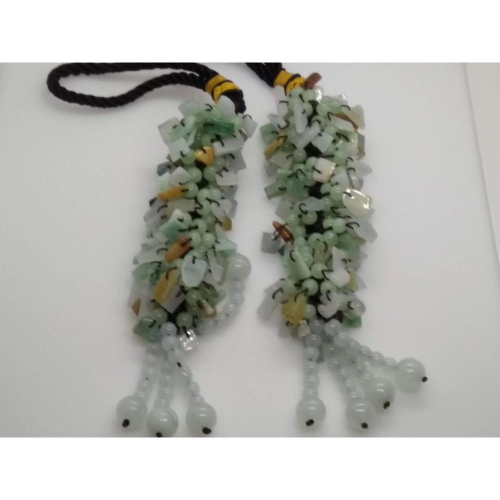 天然玉石A貨緬甸玉三彩碎碎平安汽車掛件翡翠玉石保平安符車載吊墜男女吊飾裝飾品檔位珠擺件掛飾-細節圖5