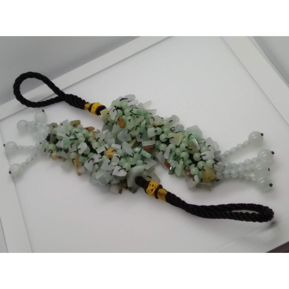 天然玉石A貨緬甸玉三彩碎碎平安汽車掛件翡翠玉石保平安符車載吊墜男女吊飾裝飾品檔位珠擺件掛飾-細節圖8