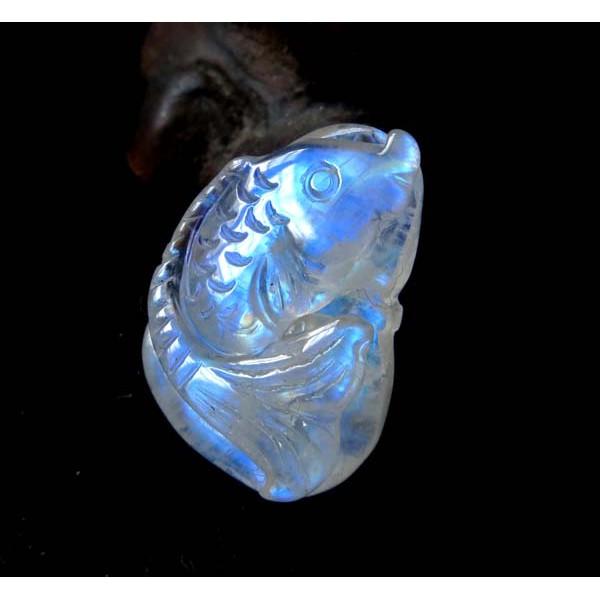 23*17*7mm/4.3g藍光超強玻璃體天然藍月光石年年有餘魚躍龍門裸石吊墜項墜墬子掛墜項鍊珠寶玉石寶石首飾飾品-細節圖2