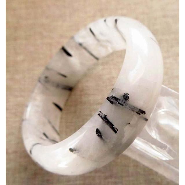 17.16圍天然水晶黑髮晶黑鈦晶黑碧璽手環鐲子玉鐲珠寶玉石首飾飾品-細節圖2