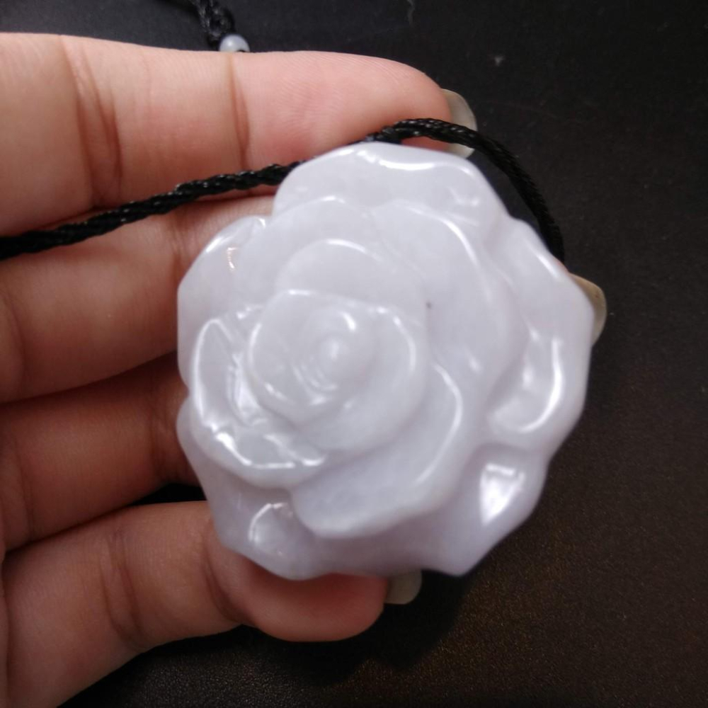 超美天然玫瑰花造型花翡翠玉石40*13.7mm緬甸玉硬玉A貨翡翠精雕吊墬玉珮墬子玉墬掛件-細節圖5