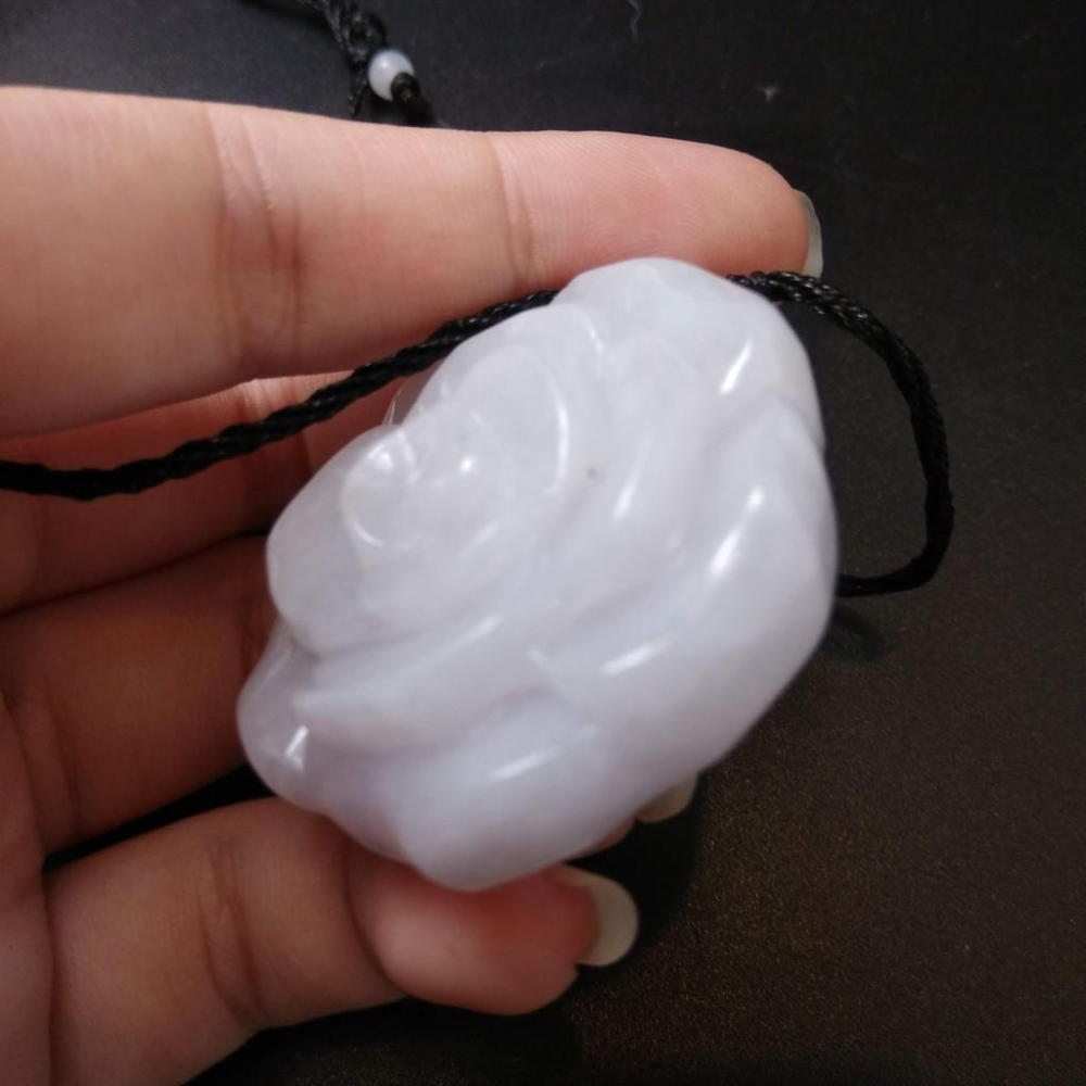 超美天然玫瑰花造型花翡翠玉石40*13.7mm緬甸玉硬玉A貨翡翠精雕吊墬玉珮墬子玉墬掛件-細節圖6