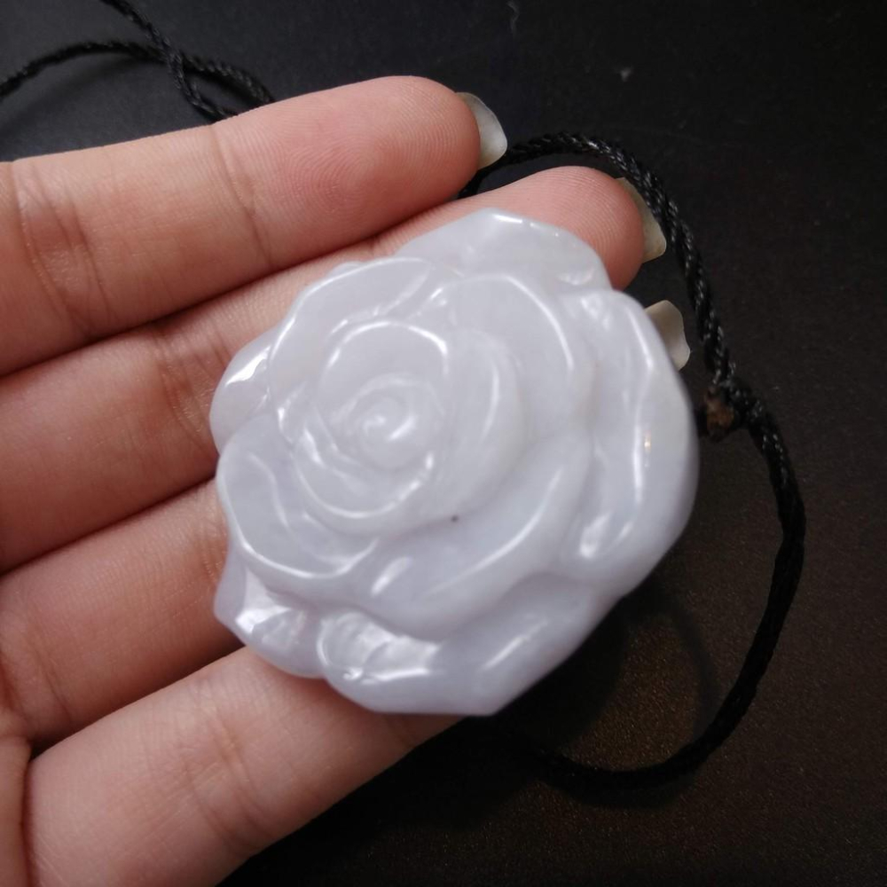 超美天然玫瑰花造型花翡翠玉石40*13.7mm緬甸玉硬玉A貨翡翠精雕吊墬玉珮墬子玉墬掛件-細節圖7