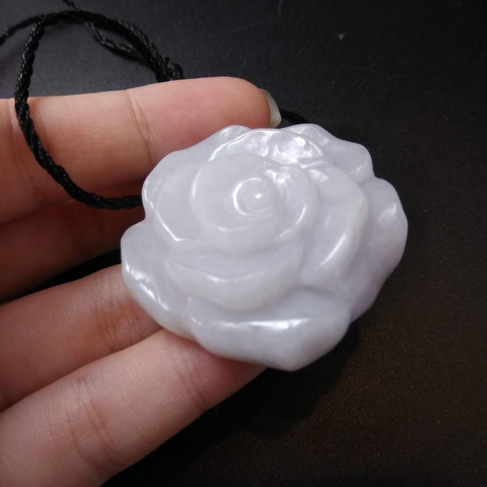 超美天然玫瑰花造型花翡翠玉石40*13.7mm緬甸玉硬玉A貨翡翠精雕吊墬玉珮墬子玉墬掛件-細節圖8