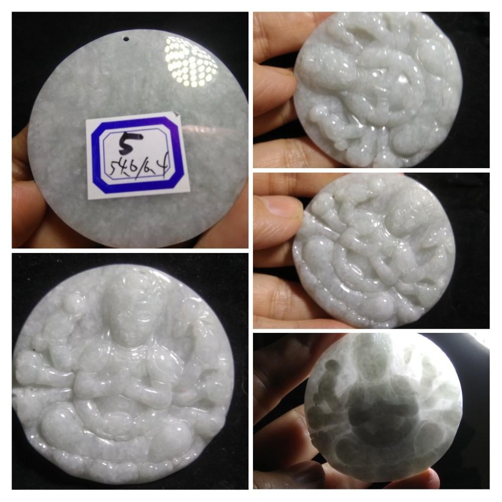 A 6翡翠a貨緬甸玉冰種紫羅蘭黃翡三彩千手觀音菩薩墜子吊墜玉佩玉墜掛件項鍊首飾飾品-細節圖6