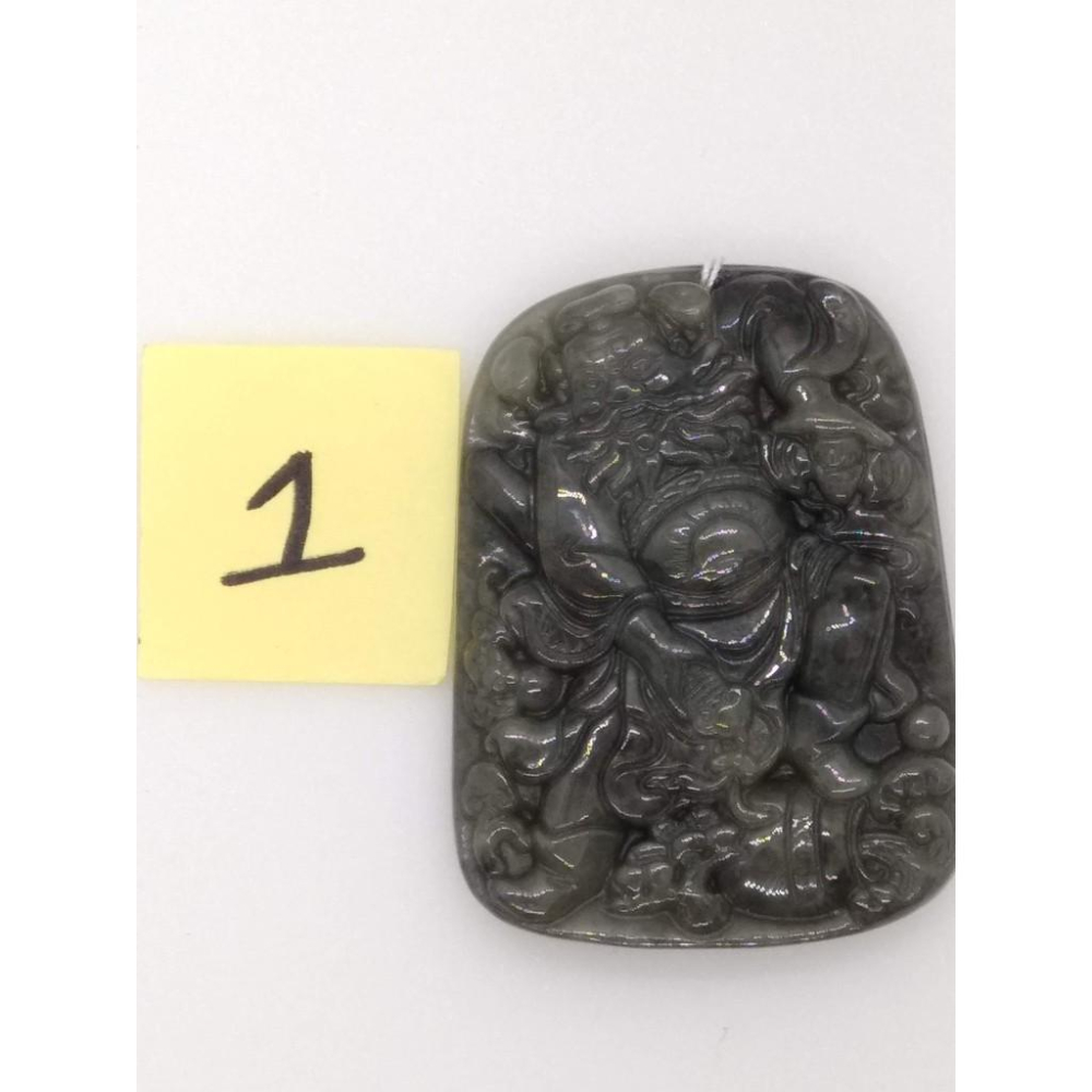 附證書天然鍾馗藍水種天然翡翠緬甸玉A貨精雕吊墬玉珮墬子玉墬掛件保佑平安任選-A-細節圖3