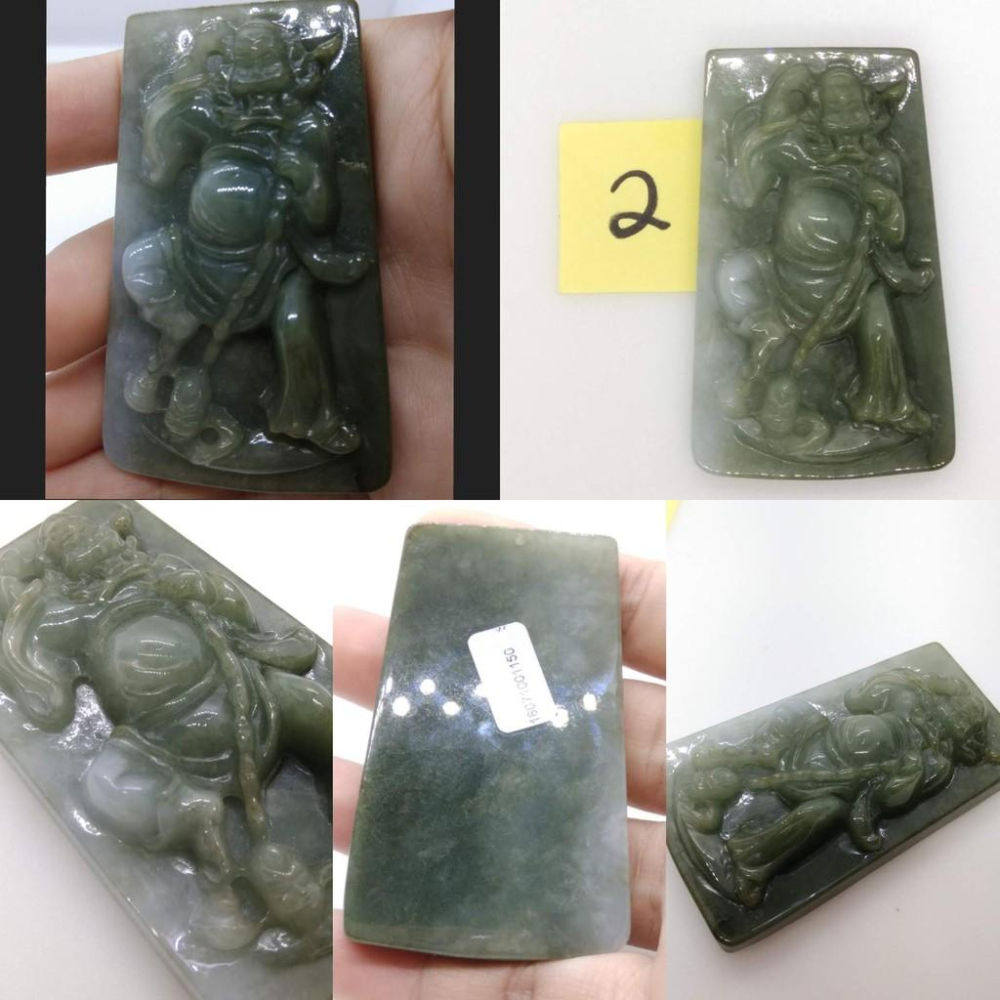 附證書天然鍾馗藍水種天然翡翠緬甸玉A貨精雕吊墬玉珮墬子玉墬掛件保佑平安任選-A-細節圖7