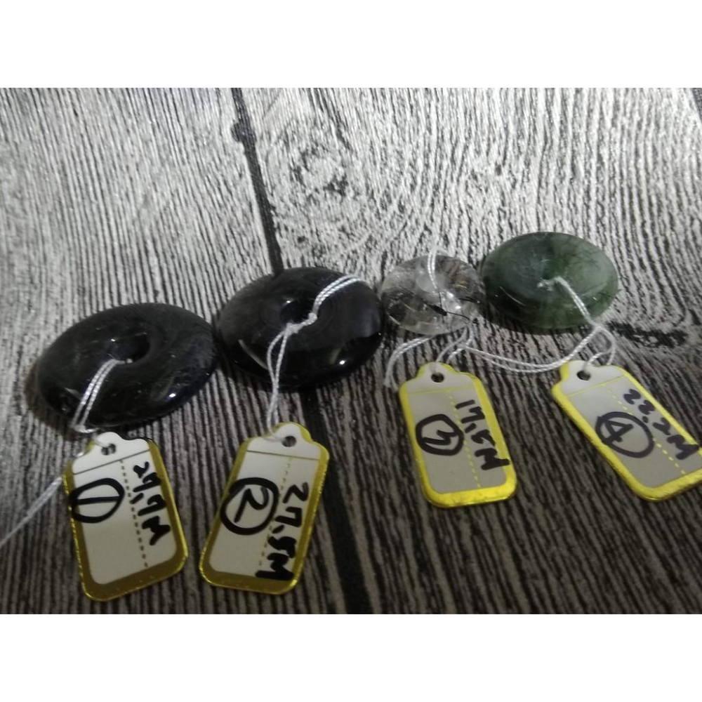 天然水晶黑髮晶綠髮晶平安扣黑碧璽吊墬墬子項鍊掛件掛墬送銀鍊珠寶玉石寶石首飾飾品數款任選其一-細節圖2