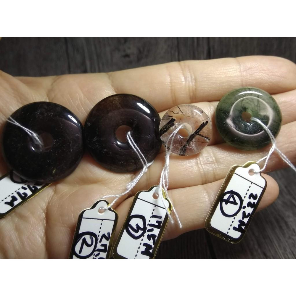 天然水晶黑髮晶綠髮晶平安扣黑碧璽吊墬墬子項鍊掛件掛墬送銀鍊珠寶玉石寶石首飾飾品數款任選其一-細節圖5