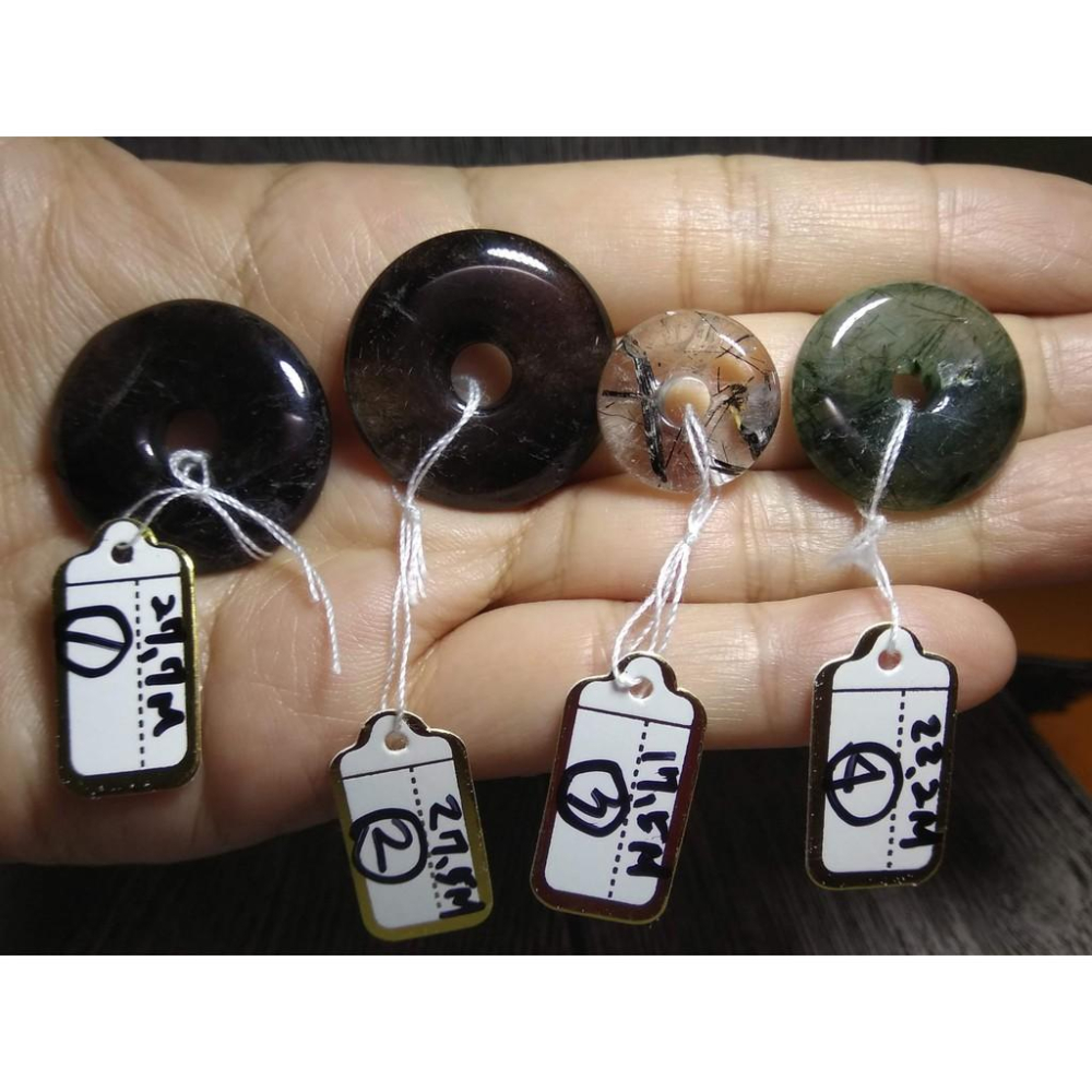 天然水晶黑髮晶綠髮晶平安扣黑碧璽吊墬墬子項鍊掛件掛墬送銀鍊珠寶玉石寶石首飾飾品數款任選其一-細節圖7