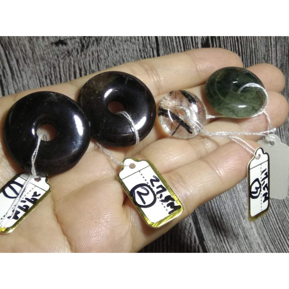 天然水晶黑髮晶綠髮晶平安扣黑碧璽吊墬墬子項鍊掛件掛墬送銀鍊珠寶玉石寶石首飾飾品數款任選其一-細節圖9