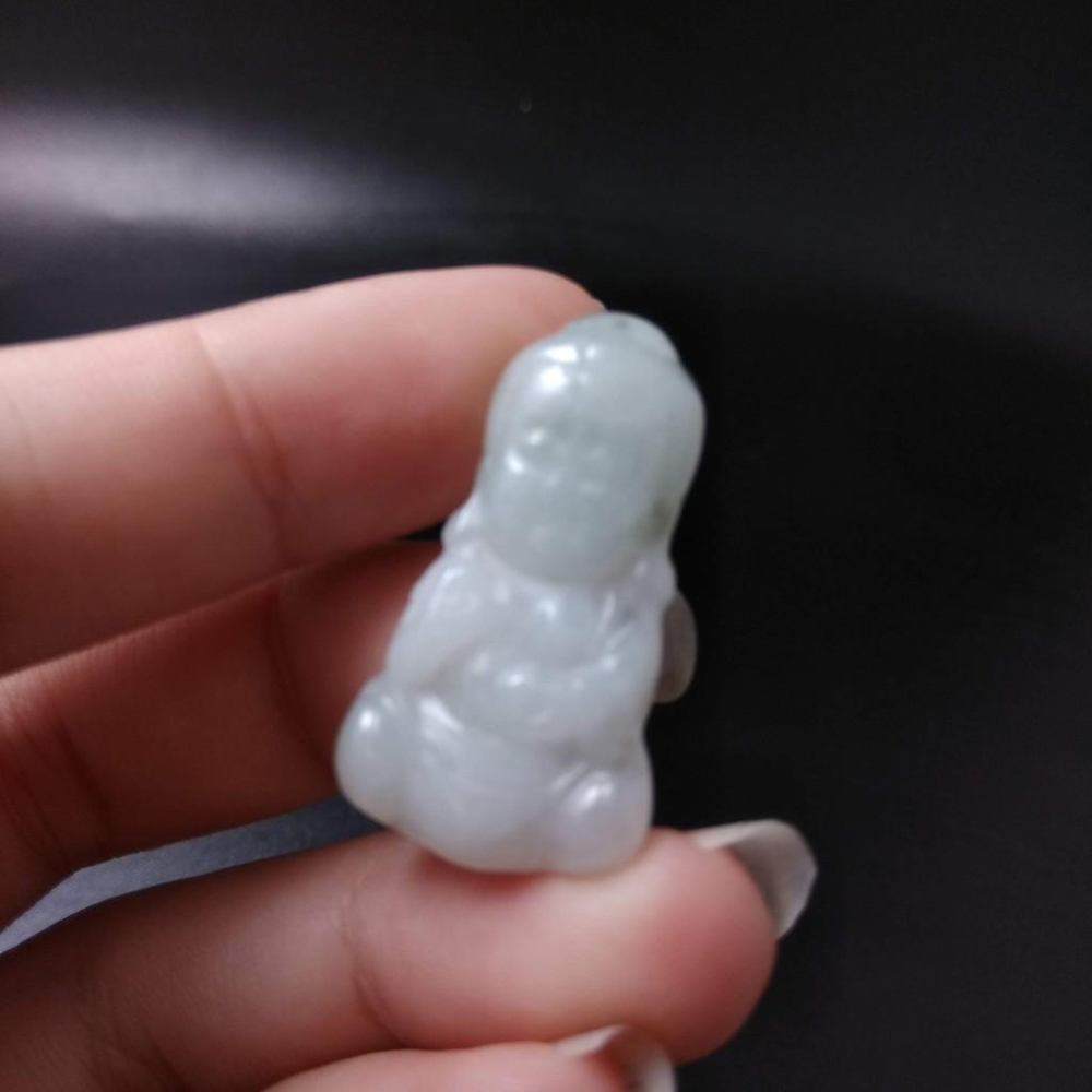 天然玉石緬甸玉硬玉A貨翡翠精雕寶寶佛吊墬玉珮29.4*16.4*4.2mm墬子玉墬掛件觀音菩薩如來保佑平安珠寶-細節圖3