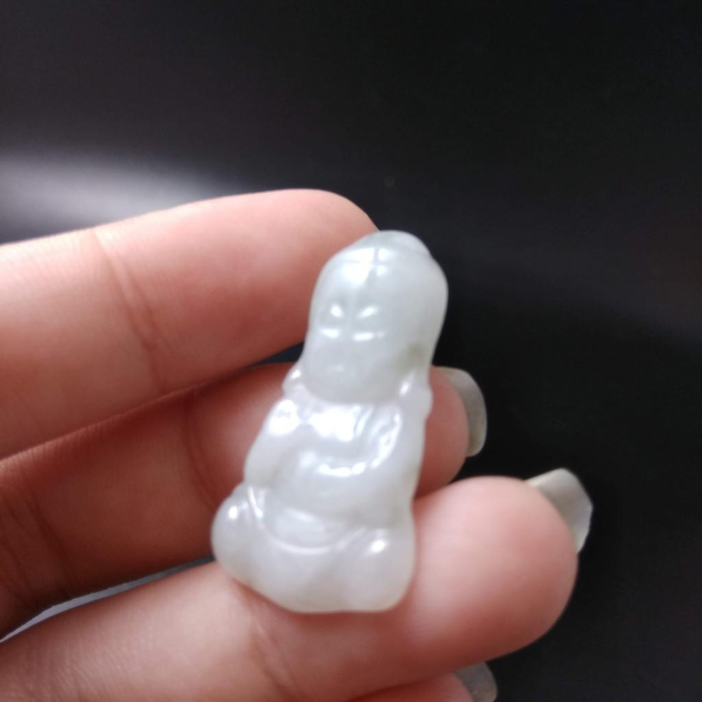 天然玉石緬甸玉硬玉A貨翡翠精雕寶寶佛吊墬玉珮29.4*16.4*4.2mm墬子玉墬掛件觀音菩薩如來保佑平安珠寶-細節圖8