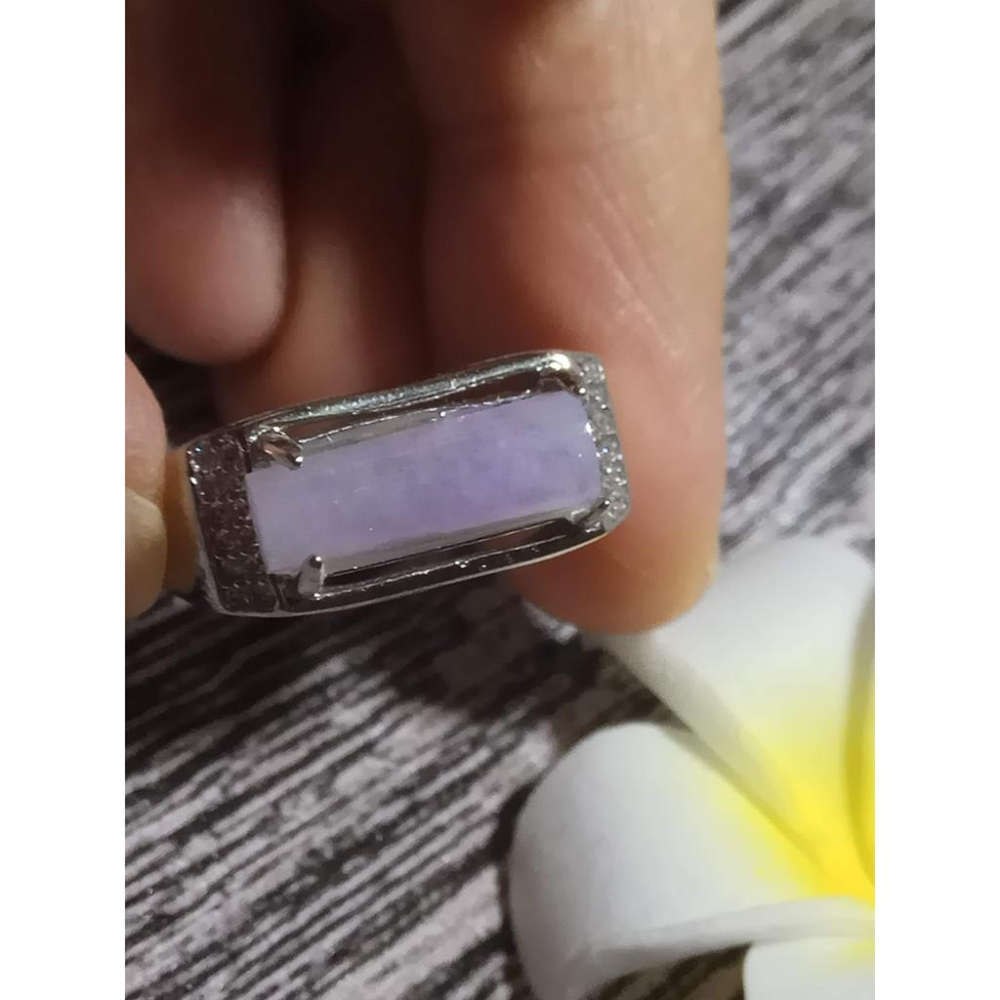 正宗緬甸玉翡翠A貨冰糯種翡翠翠玉戒指冰種透濃紫羅蘭玉戒活圍925銀珠寶寶石首飾飾品-細節圖3