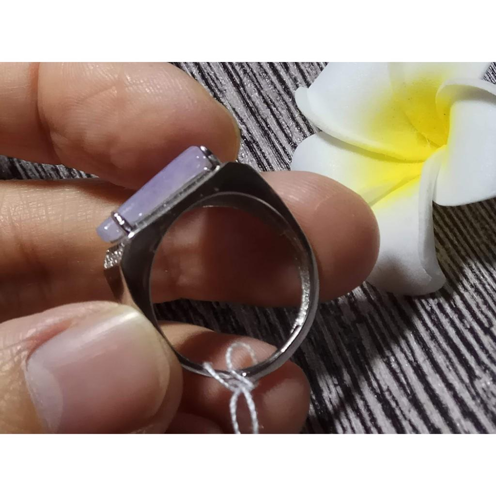 正宗緬甸玉翡翠A貨冰糯種翡翠翠玉戒指冰種透濃紫羅蘭玉戒活圍925銀珠寶寶石首飾飾品-細節圖5