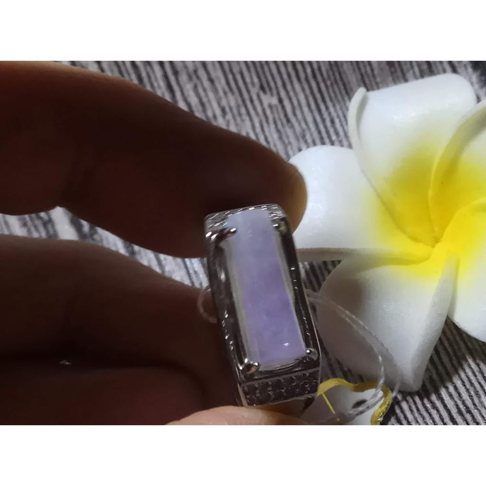 正宗緬甸玉翡翠A貨冰糯種翡翠翠玉戒指冰種透濃紫羅蘭玉戒活圍925銀珠寶寶石首飾飾品-細節圖8